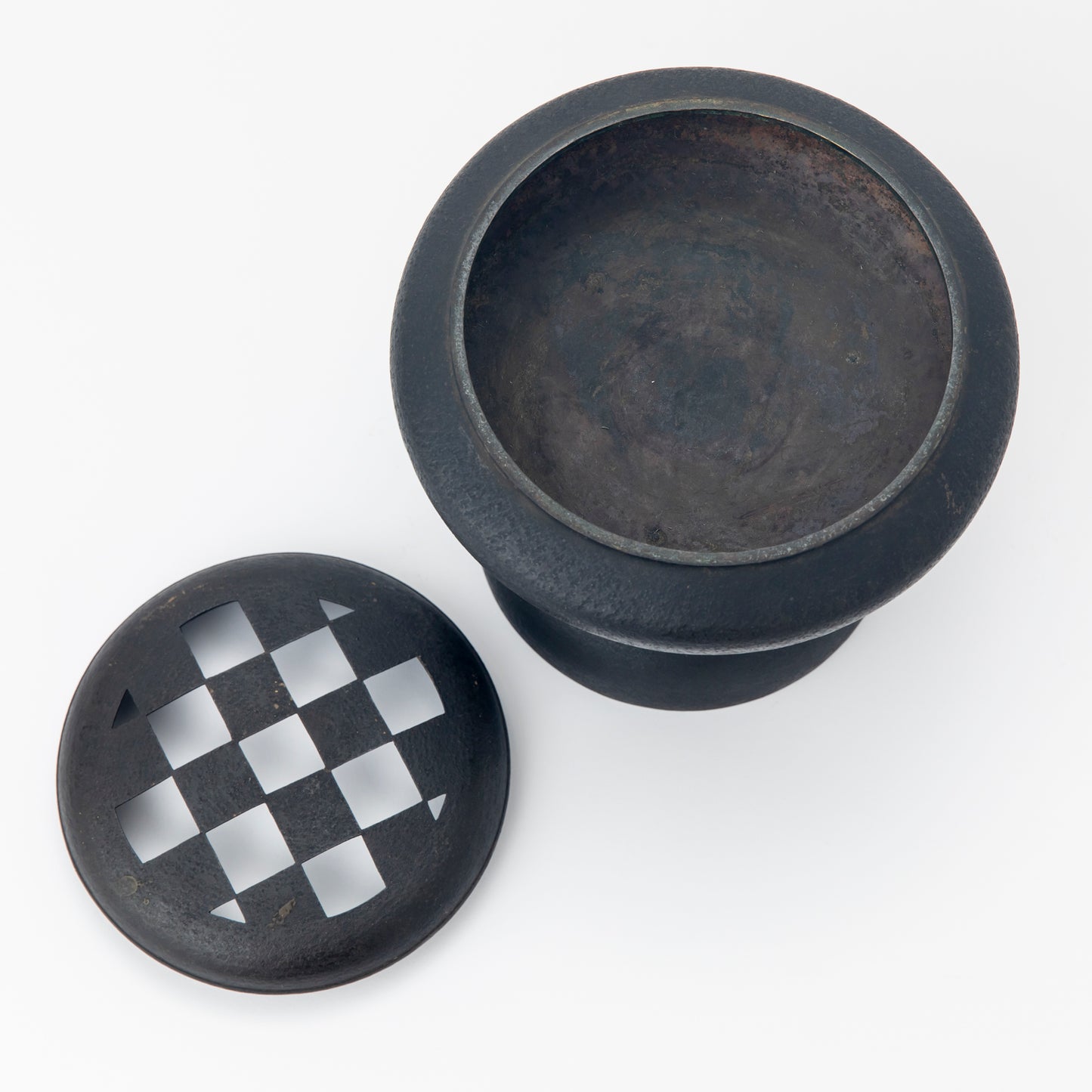 Copper checkered openwork lid incense burner